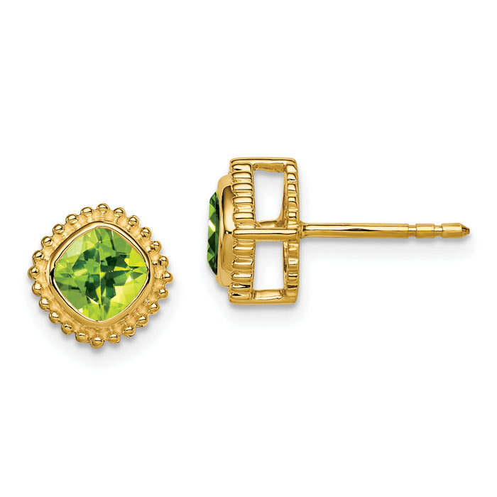 14k Cushion Peridot Earrings-EM7201-PE-Y
