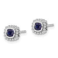 14k White Gold Cushion Sapphire Earrings-EM7201-SA-W