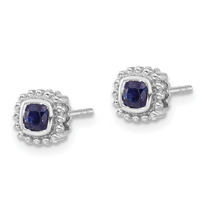 14k White Gold Cushion Sapphire Earrings-EM7201-SA-W