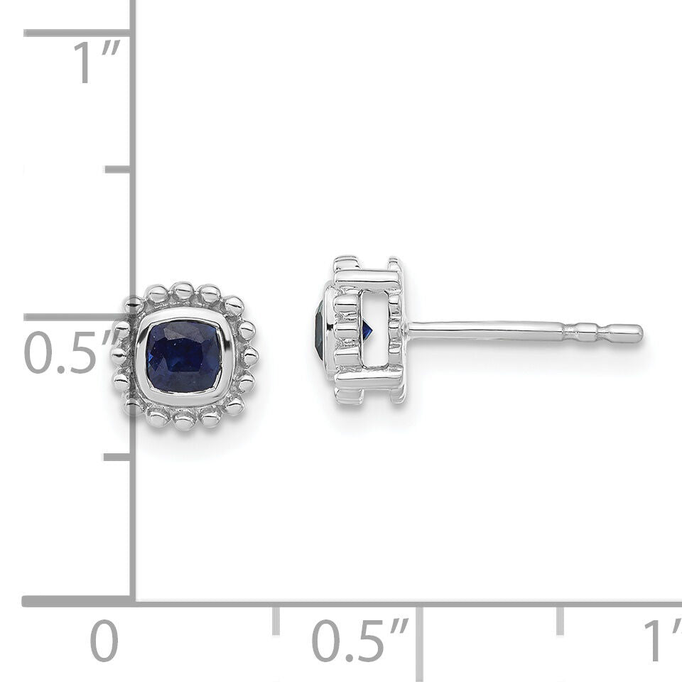 14k White Gold Cushion Sapphire Earrings-EM7201-SA-W