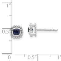 14k White Gold Cushion Sapphire Earrings-EM7201-SA-W