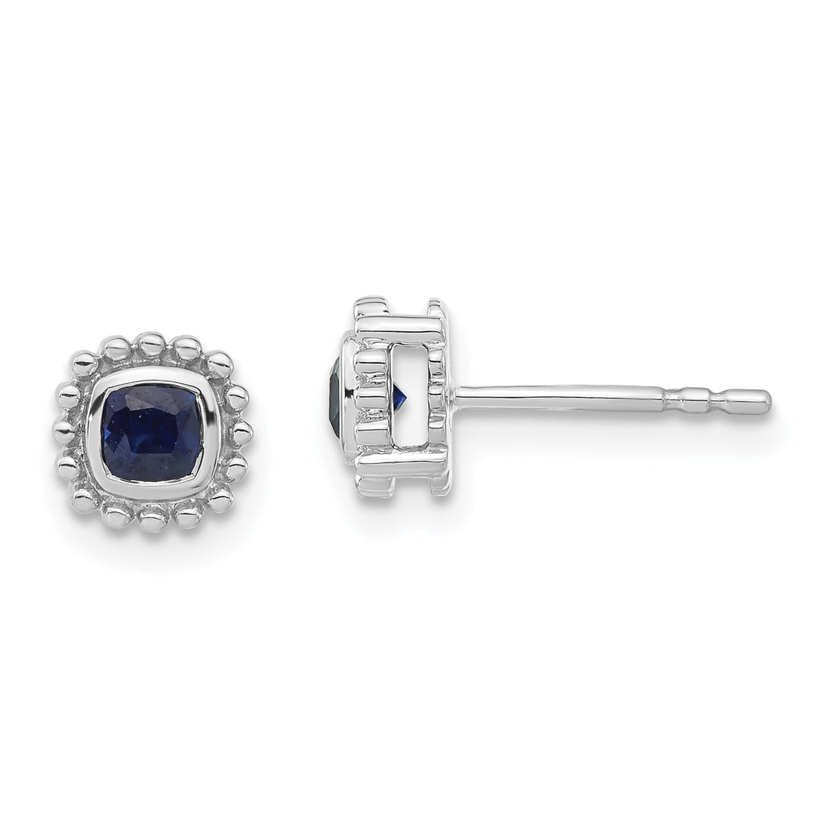 14k White Gold Cushion Sapphire Earrings-EM7201-SA-W