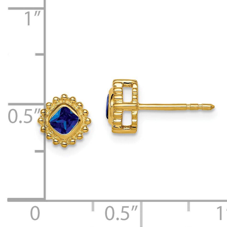 14k Cushion Sapphire Earrings-EM7201-SA-Y