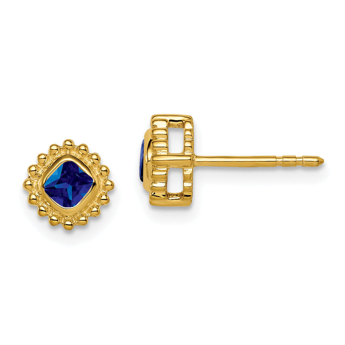 14k Cushion Sapphire Earrings-EM7201-SA-Y