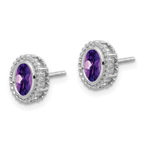 14k White Gold Oval Amethyst Post Earrings-EM7202-AM-W