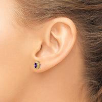14k Oval Amethyst Post Earrings-EM7202-AM-Y