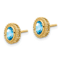 14k Oval Blue Topaz Post Earrings-EM7202-BT-Y