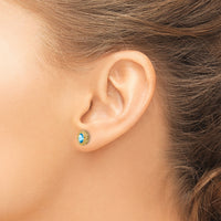 14k Oval Blue Topaz Post Earrings-EM7202-BT-Y