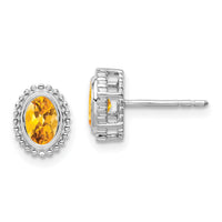14k White Gold Oval Citrine Post Earrings-EM7202-CI-W