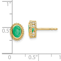 14k Oval Emerald Post Earrings-EM7202-EM-Y