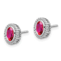 14k White Gold Oval Ruby Post Earrings-EM7202-RU-W