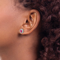 14k White Gold Oval Ruby Post Earrings-EM7202-RU-W