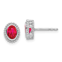 14k White Gold Oval Ruby Post Earrings-EM7202-RU-W
