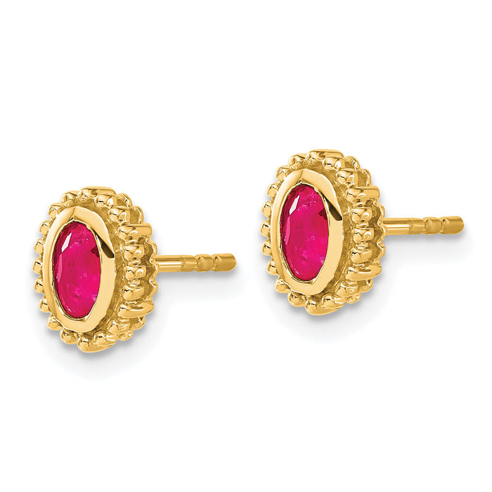 14k Oval Ruby Post Earrings-EM7202-RU-Y