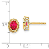 14k Oval Ruby Post Earrings-EM7202-RU-Y