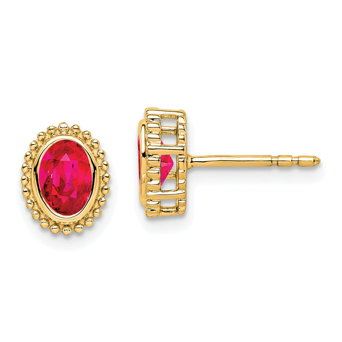 14k Oval Ruby Post Earrings-EM7202-RU-Y