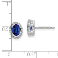 14k White Gold Oval Sapphire Post Earrings-EM7202-SA-W