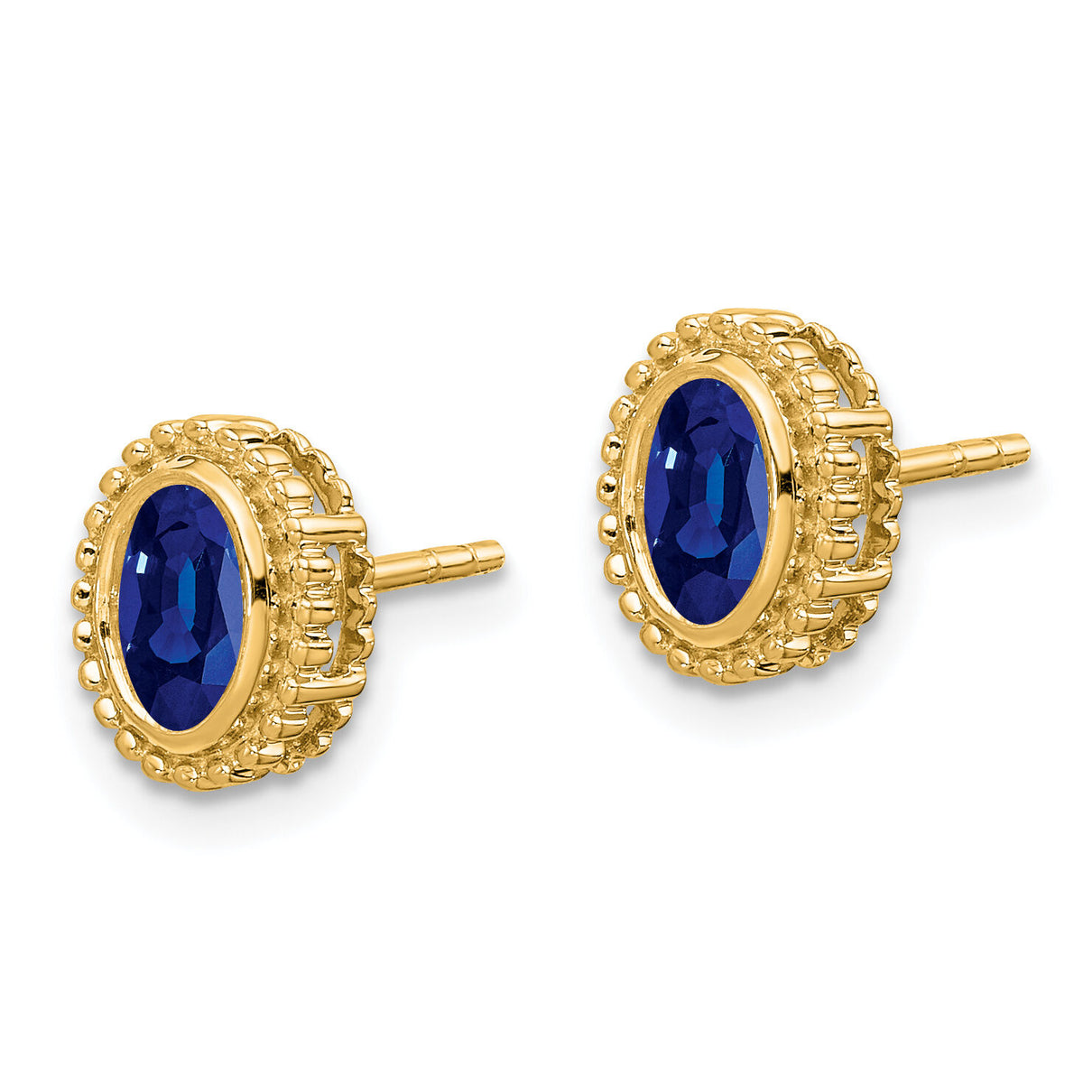 14k Oval Sapphire Post Earrings-EM7202-SA-Y