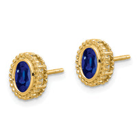 14k Oval Sapphire Post Earrings-EM7202-SA-Y
