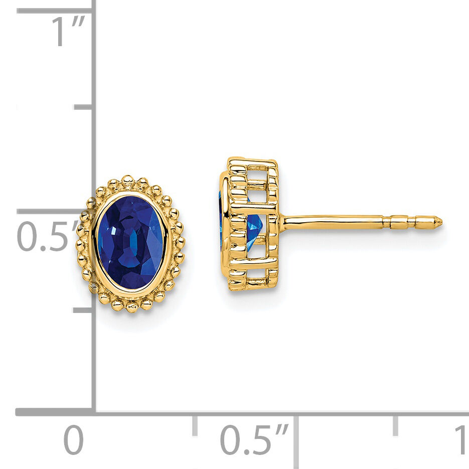 14k Oval Sapphire Post Earrings-EM7202-SA-Y
