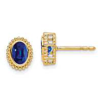 14k Oval Sapphire Post Earrings-EM7202-SA-Y