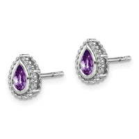 14k White Gold Pear Amethyst Post Earrings-EM7203-AM-W