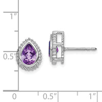 14k White Gold Pear Amethyst Post Earrings-EM7203-AM-W