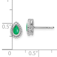 14k White Gold Pear Emerald Post Earrings-EM7203-EM-W