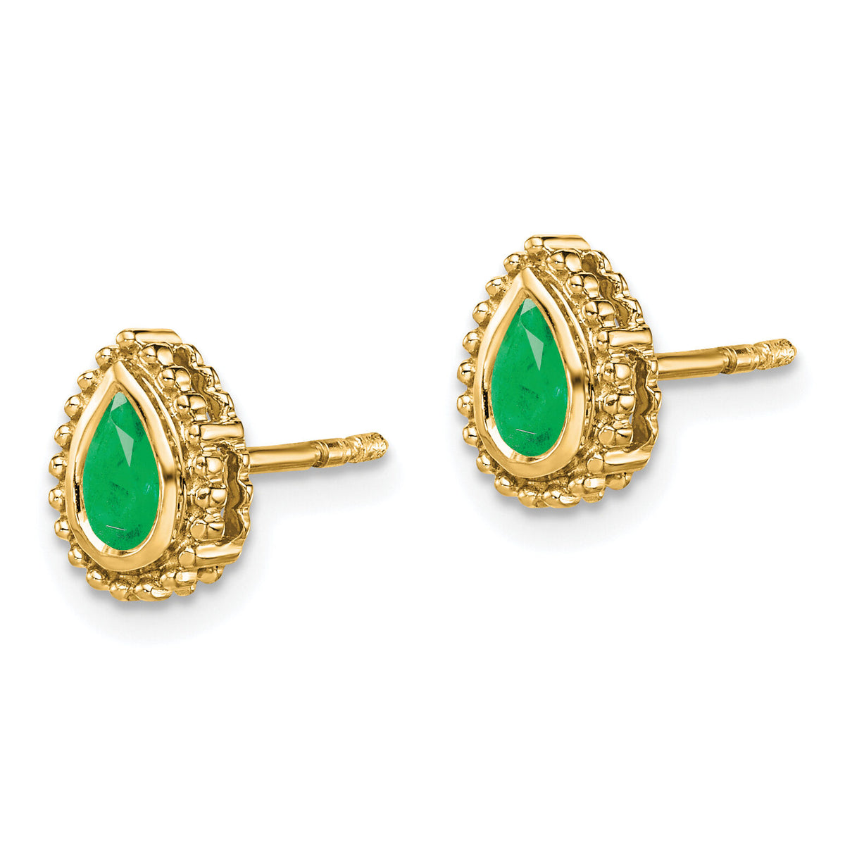 14k Pear Emerald Post Earrings-EM7203-EM-Y