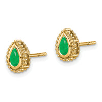 14k Pear Emerald Post Earrings-EM7203-EM-Y