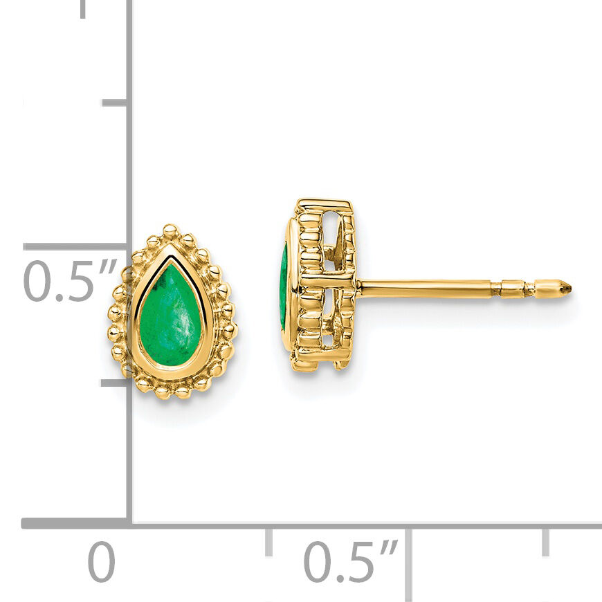 14k Pear Emerald Post Earrings-EM7203-EM-Y