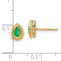 14k Pear Emerald Post Earrings-EM7203-EM-Y