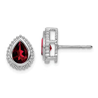 14k White Gold Pear Garnet Post Earrings-EM7203-GA-W