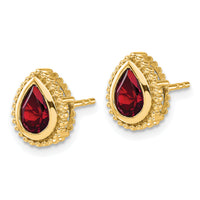 14k Pear Garnet Post Earrings-EM7203-GA-Y