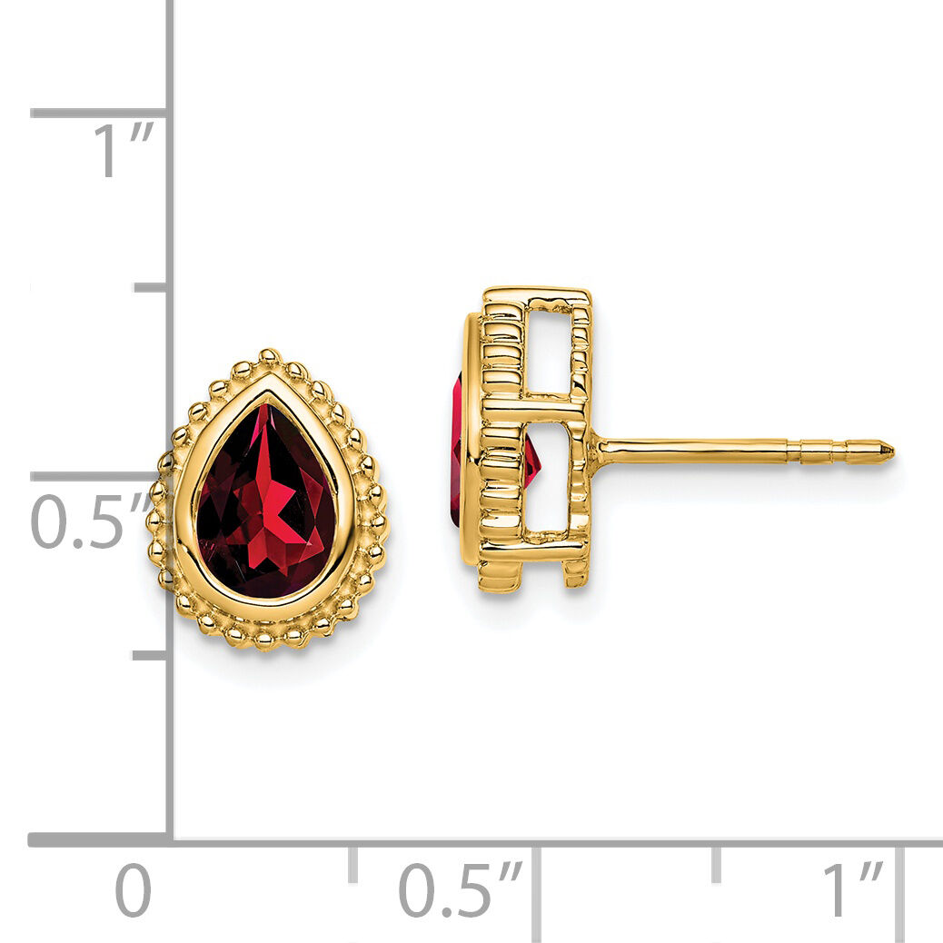 14k Pear Garnet Post Earrings-EM7203-GA-Y