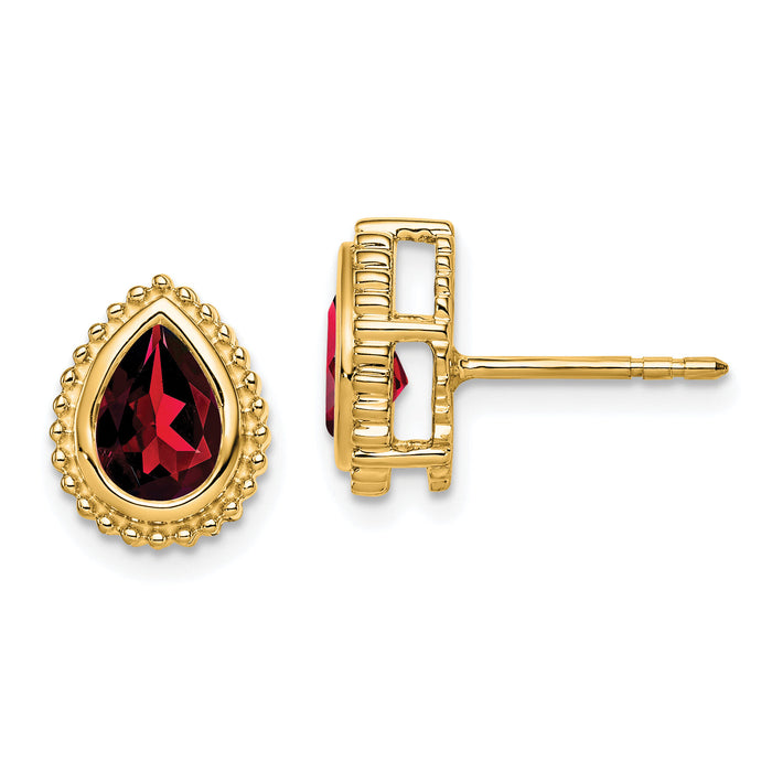 14k Pear Garnet Post Earrings-EM7203-GA-Y
