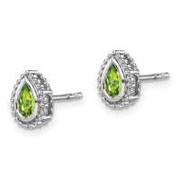 14k White Gold Pear Peridot Post Earrings-EM7203-PE-W