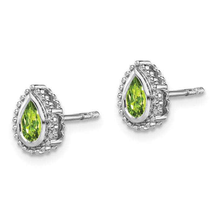 14k White Gold Pear Peridot Post Earrings-EM7203-PE-W