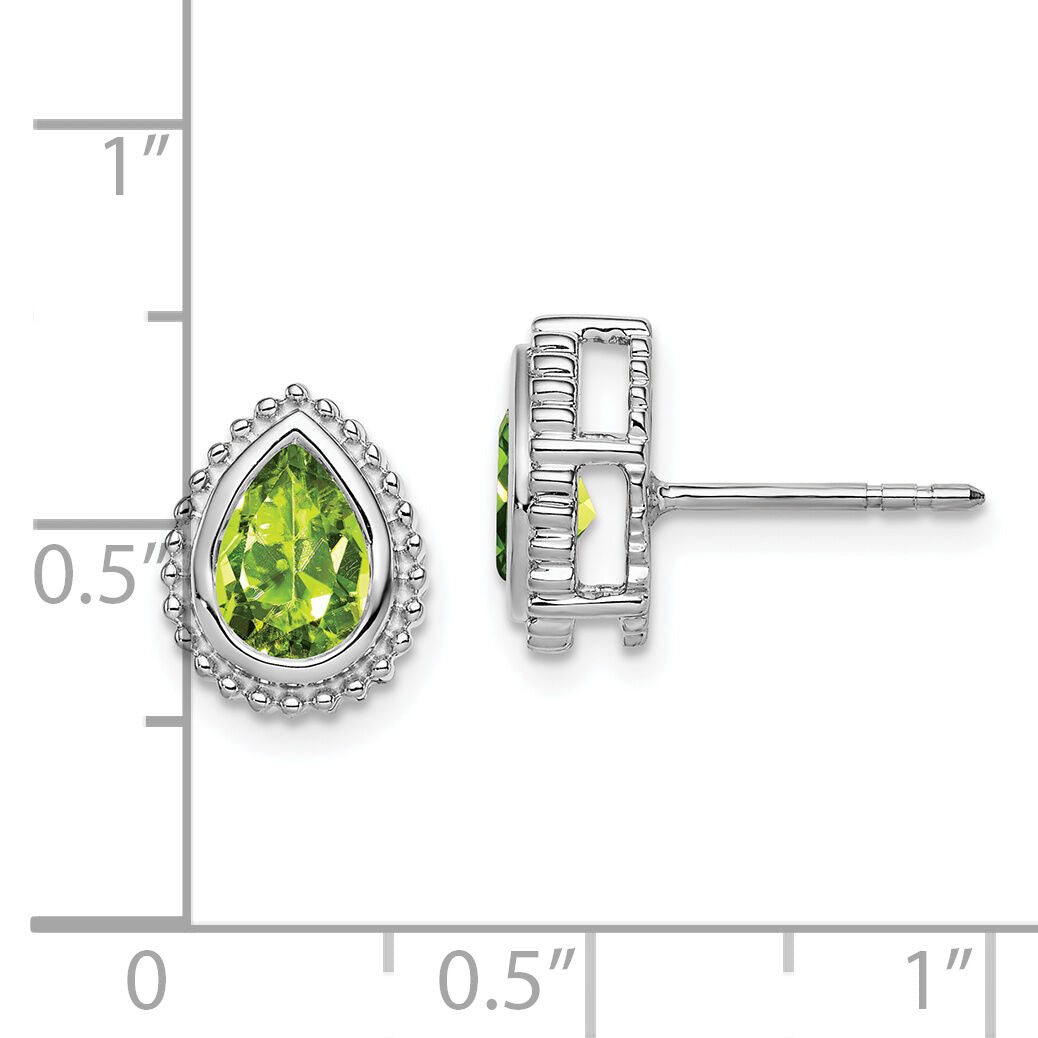 14k White Gold Pear Peridot Post Earrings-EM7203-PE-W