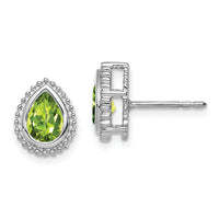 14k White Gold Pear Peridot Post Earrings-EM7203-PE-W