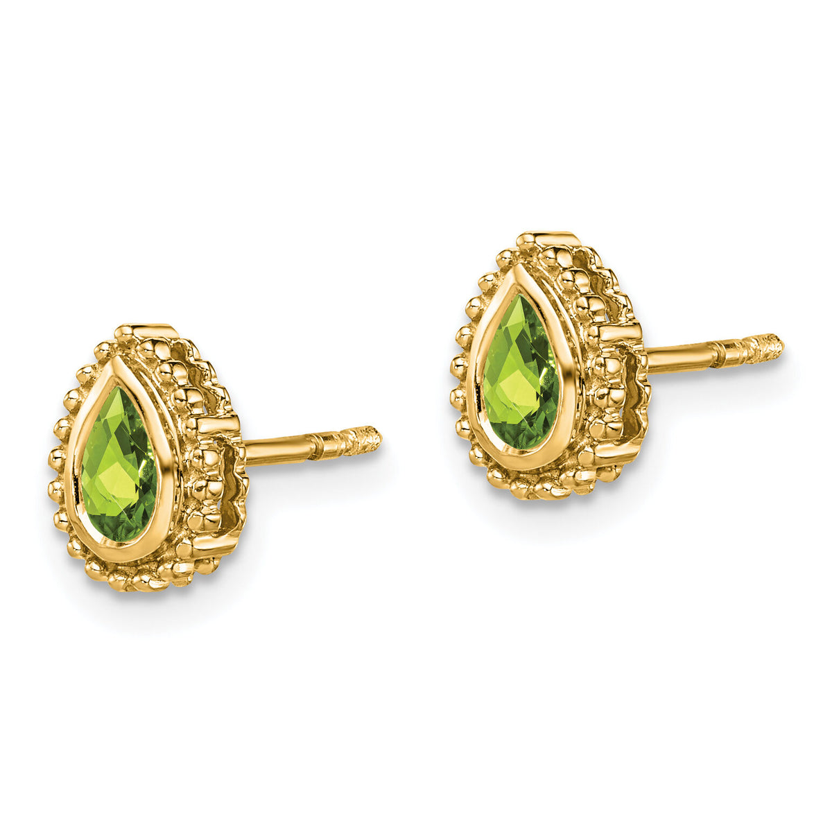 14k Pear Peridot Post Earrings-EM7203-PE-Y