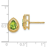 14k Pear Peridot Post Earrings-EM7203-PE-Y