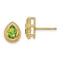 14k Pear Peridot Post Earrings-EM7203-PE-Y