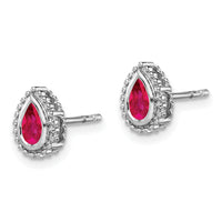 14k White Gold Pear Ruby Post Earrings-EM7203-RU-W