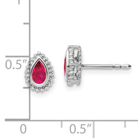 14k White Gold Pear Ruby Post Earrings-EM7203-RU-W