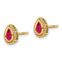14k Pear Ruby Post Earrings-EM7203-RU-Y