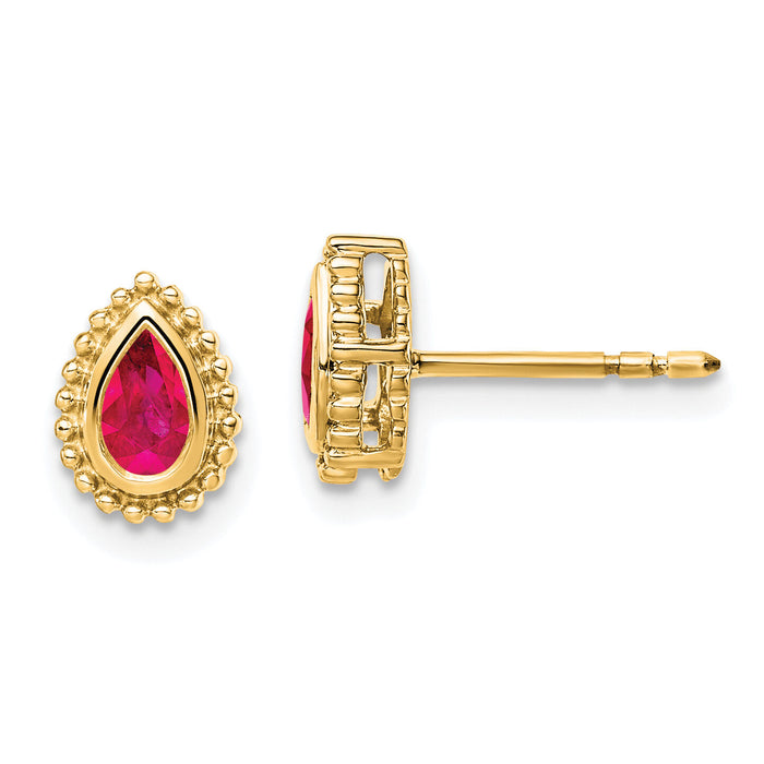 14k Pear Ruby Post Earrings-EM7203-RU-Y