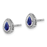 14k White Gold Pear Sapphire Post Earrings-EM7203-SA-W