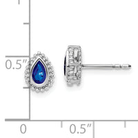 14k White Gold Pear Sapphire Post Earrings-EM7203-SA-W