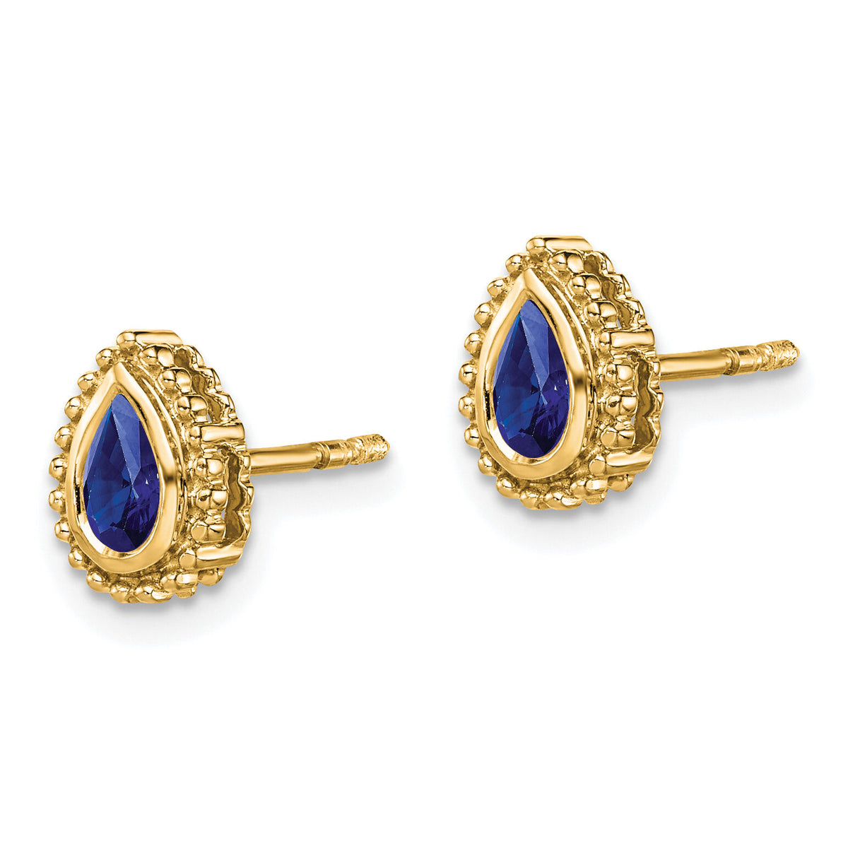 14k Pear Sapphire Post Earrings-EM7203-SA-Y